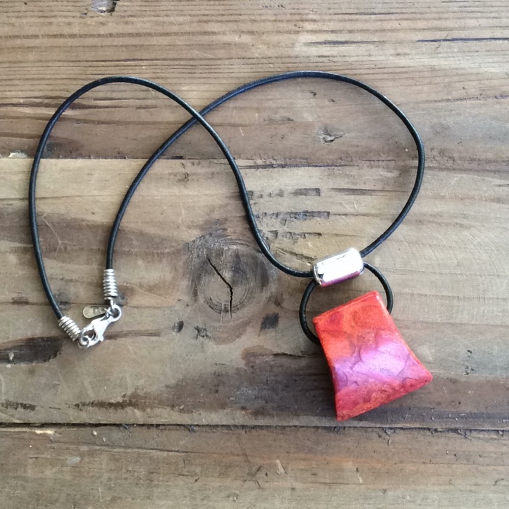 Silpada Sponge Coral pendent on Leather cord